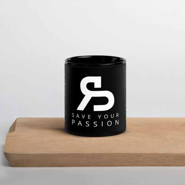 Tazza nera lucida "Save Your Passion" - immagine 2
